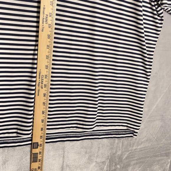 FG Tech Golf Polo Mens XL White/Blue Striped Performance Short Sleeve USA Made - Picture 3 of 9